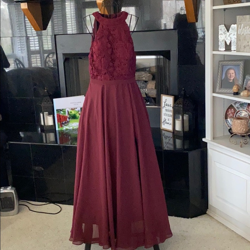 Chiffon Halter DressLong Slit for Women Size 6